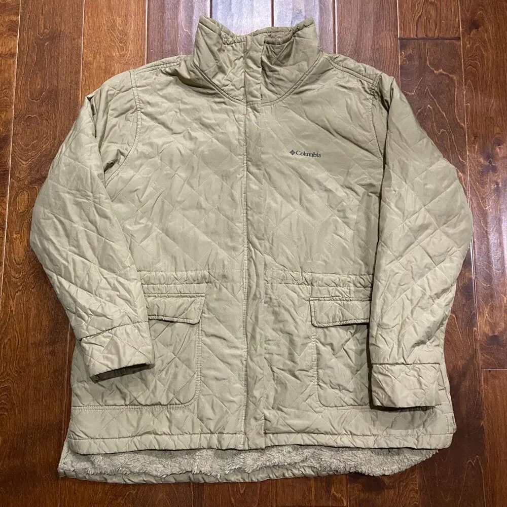 Columbia Copper Crest Novelty Jacket Tan Quilted Insulated Jacket Womens Size 2X - Picture 4 of 10